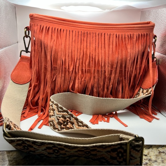 Fringe Burnt Orange Shoulder Bag perfect for fall! Boho chic. - Picture 1 of 6